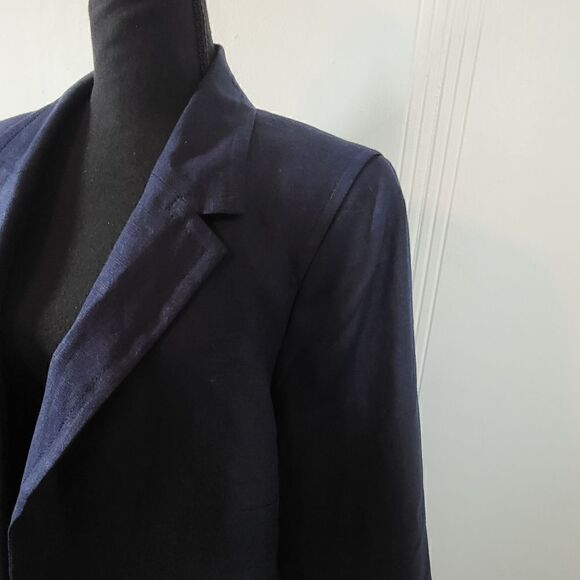 Plus Size Talbots Navy Blue Linen Jacket - Picture 8 of 11
